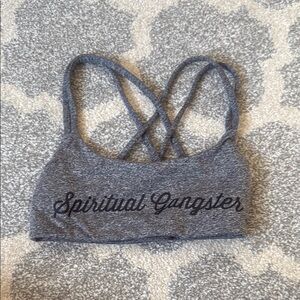 Spiritual Gangster Gray Criss-Cross Sports Bra